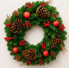 Load image into Gallery viewer, Artificial Christmas wreath for festive door decoration