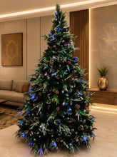 Load image into Gallery viewer, Realistic 6ft pre-lit Christmas tree with warm LED lights for Indian homes and offices
