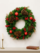 Load image into Gallery viewer, Traditional Christmas wreath for festive home decoration
