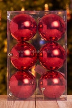 Load image into Gallery viewer, 6 piece red Christmas ball ornaments for Christmas tree decoration online in India
