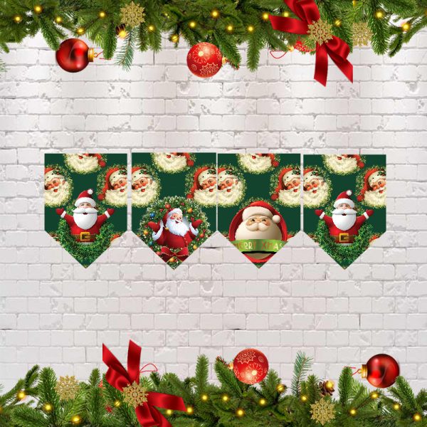 Retro Santa Theme Christmas Party Bunting Banner