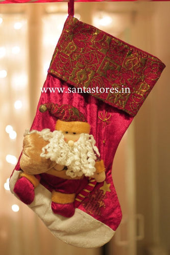 buy-Snowfair-Plush-Christmas-Santa-Stocking-online-india